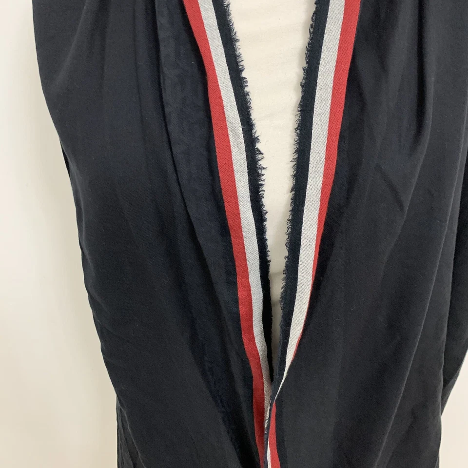 Tommy Hilfiger Negro Bufanda Envoltura 76x23" Unisex Rayas Flecos OS Informal #A49 Foto 2 de 3