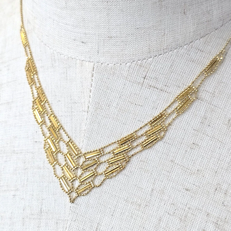 Colar Chevron Ralph Lauren Vermeil ouro 14k em corrente de prata esterlina 925 18" - Imagem 2 de 4