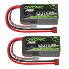 2X OVONIC 7.4V 35C 2200mAh 2S Short LiPo Battery T For 1:14 RC Car Buggy Boat
