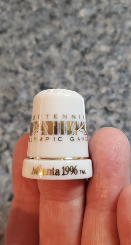 1996 Atlanta Olympic Games Set of 12 Ceramic Souvenir Thimbles Black & White - Picture 2 of 18