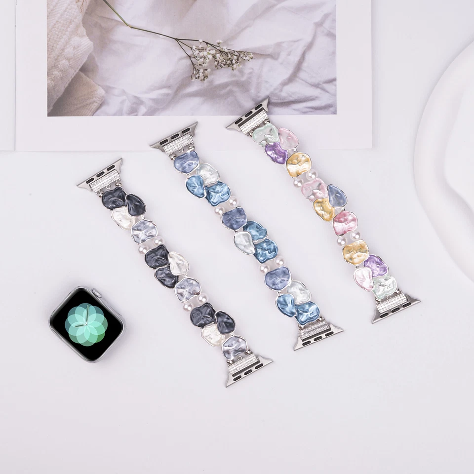 Banda elástica colorida de perlas para pintura al óleo para Apple Watch 38/40/41/42/44/45/49 mm Foto 2 de 4