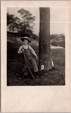 PC2703 Nicely Dressed Boy Target Shooting Gun Rifle Armed Postcard RPPC