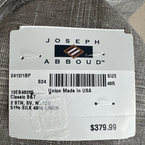 NWT Joseph Abboud New 48R Brown Windowpane Plaid Sport Coat 51% Silk 49% Linen - Picture 2 of 16