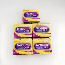 (5) BOXES OF NEXIUM 24HR Delayed Release Heartburn - 20mg - 42 Caplets Exp 01/27