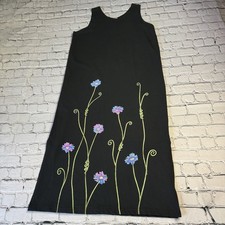 Vtg 90s CITÉ Floral Art Graphic Print Sleeveless Maxi Dress 100% Cotton Size XL