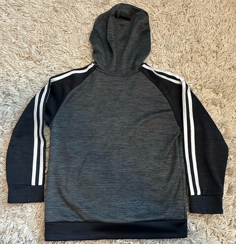 Adidas Boys Hoodie Jacket Size 7 Gray Long Sleeve Zip-up w/ Pockets - Picture 5 of 8
