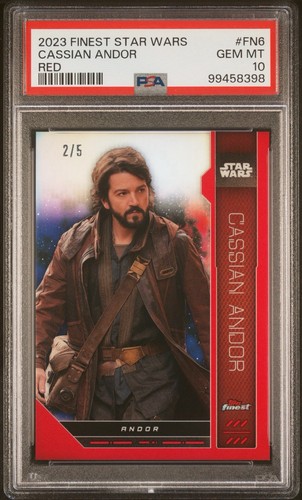 2023 TOPPS FINEST STAR WARS CASSIAN ANDOR RED REFRACTOR 2/5 PSA 10 POP 1