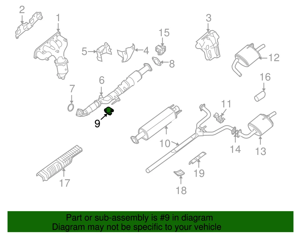 Montaje de escape genuino Nissan Altima 2007-2018 20611-JA000 Foto 2 de 3