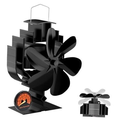 Oscillating Wood Stove Fan - 60° Left-Right Rotation, 6-Blade Heat Powered 