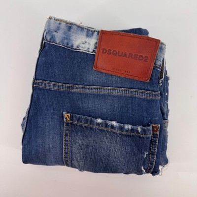 DSQUARED2 Cool Guy Jean Mens 32 Blue Distressed Paint Splatter Made in Italy