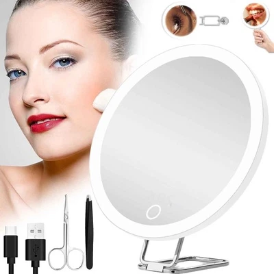 MARKENLOS LED Kosmetikspiegel Schminkspiegel 20-fach Vergrößerung beleuchtet mit Saugnapf