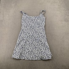Old Navy Womens Blue White Floral Linen Blend Smocked Back Mini Dress Size M