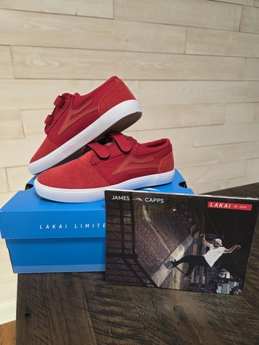 Lakai Griffin Kids Red Suede Shoes Skateboarding Size: Kids 5, New