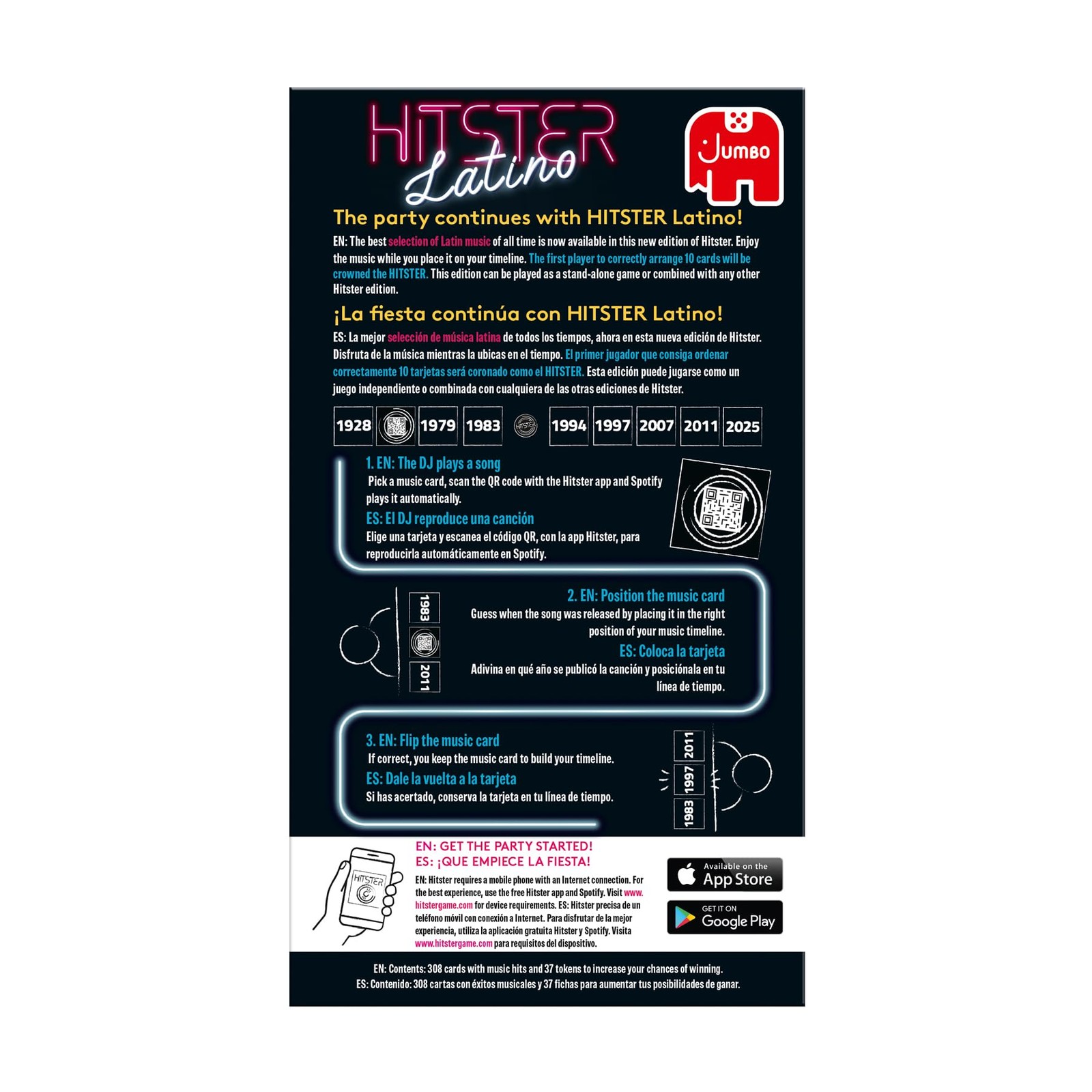 Hitster - Latino, Fun Music Quiz Card Game, 2-10 Players - 300 Latin Music Hi...