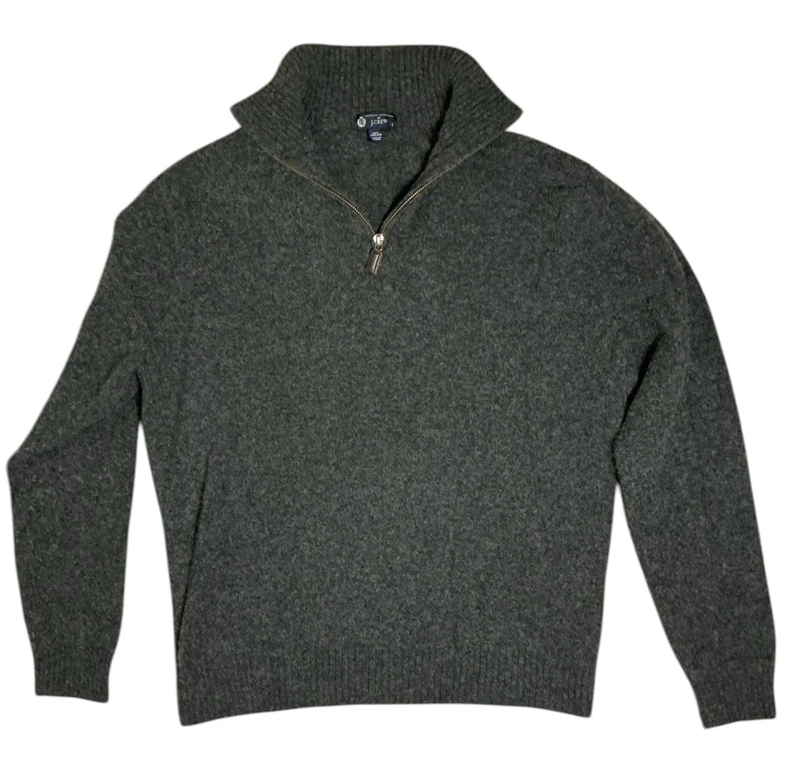 J.CREW 100% Lambswool Gray 1/4 Zip Pullover Sweater Men's Size L