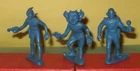 3 Old Marx BLUE VINYL ALIENS for Rex Mars Tom Corbett Playsets etc