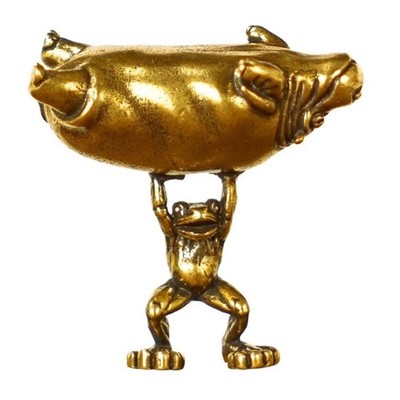 Funny Frogs Lifted Up Hippo Alloy Miniature Ornament For Desk Bookshelves Decors