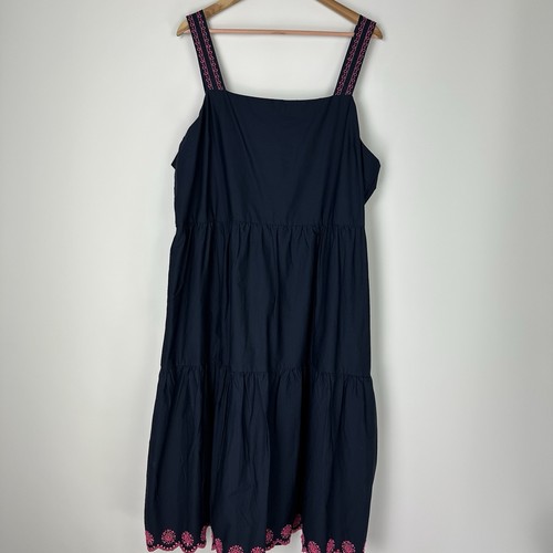 Neu mit Etikett J. Crew bestickt Stufen Midikleid gewellter Saum marineblau pink Damengröße 20 - Bild 4 von 21