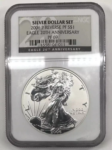 2006-P Reverse Proof Silver Eagle NGC PF-69 - 20TH ANNIVERSARY SILVER DOLLAR SET
