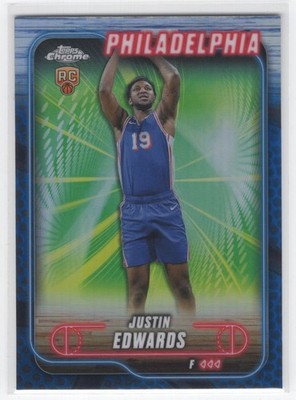 #161 2024-25 Topps Chrome Blue Basketball Refractor } Justin Edwards 76ers