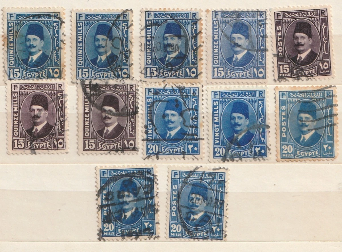 EGIPTO- REY FUAD, 1927, 1936 USADO, INCLUYENDO PARES, 3 ESCANEOS, 78 SELLOS