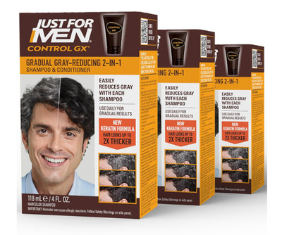 Just For Men CONTROL GX Grey Reducing 2in1 4oz ( 1 2 3 pack ) NEW LOOK ARRIVING!