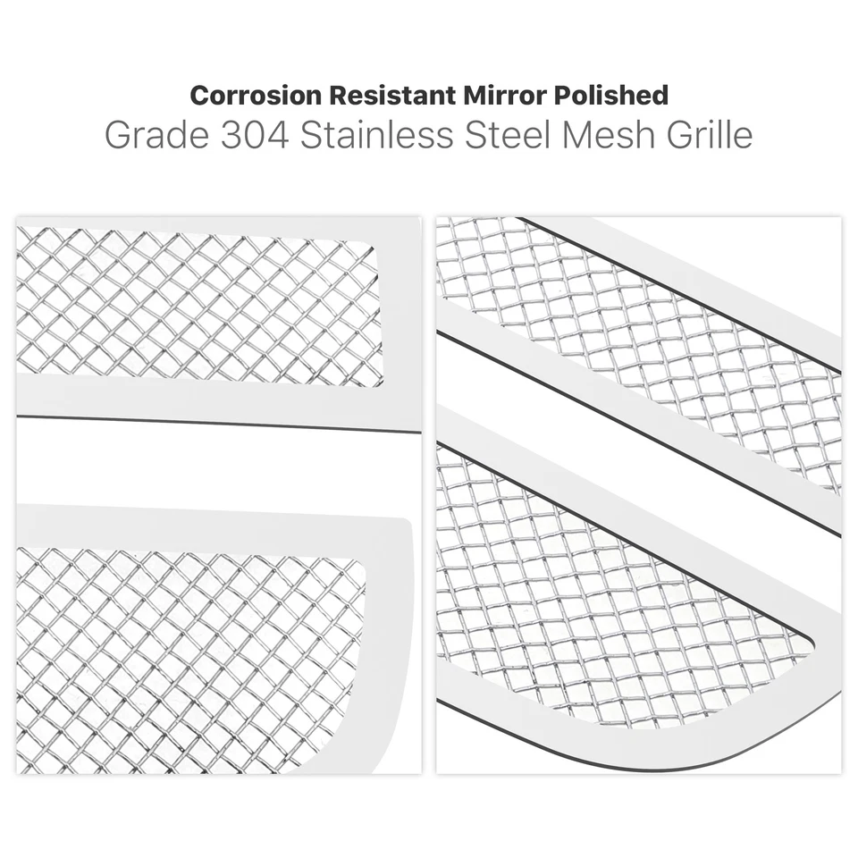 Inserto de rejilla de malla cromada superior principal superior de acero inoxidable para camioneta Chevy Express 2003-2020 Foto 4 de 4