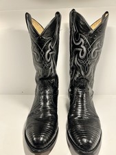 Tony Lama Men’s Black Lizard Skin Western Boots – Size 9.5 – USA Made –Exotic