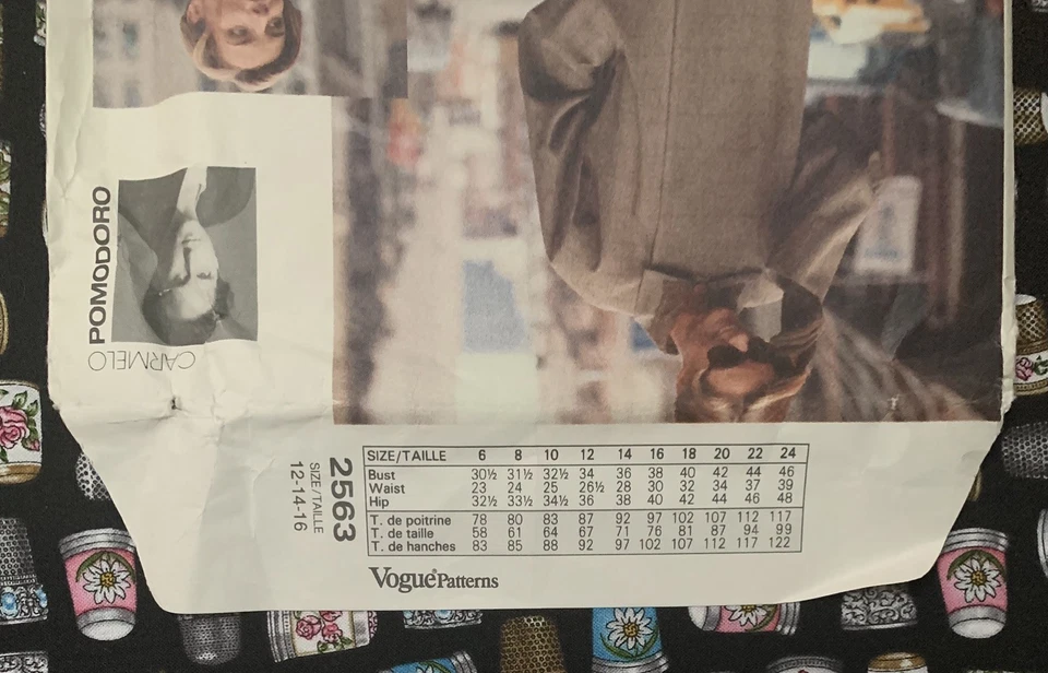 Vogue 2563 Carmelo Pomodoro 90s pattern - jacket skirt & shirt size 12-14-16 FF - Image 3 of 4