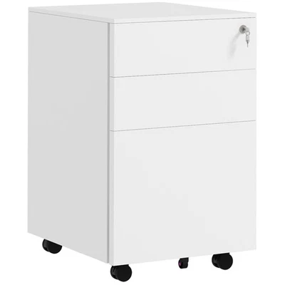 Vinsetto File Cabinet with Lock Hanging Bar for Letter A4 Legal Size White