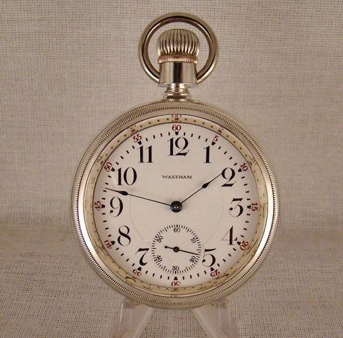 ANTIQUE WALTHAM "845" 21j COIN SILVER SWING-OUT OPEN FACE 18s RR POCKET WATCH