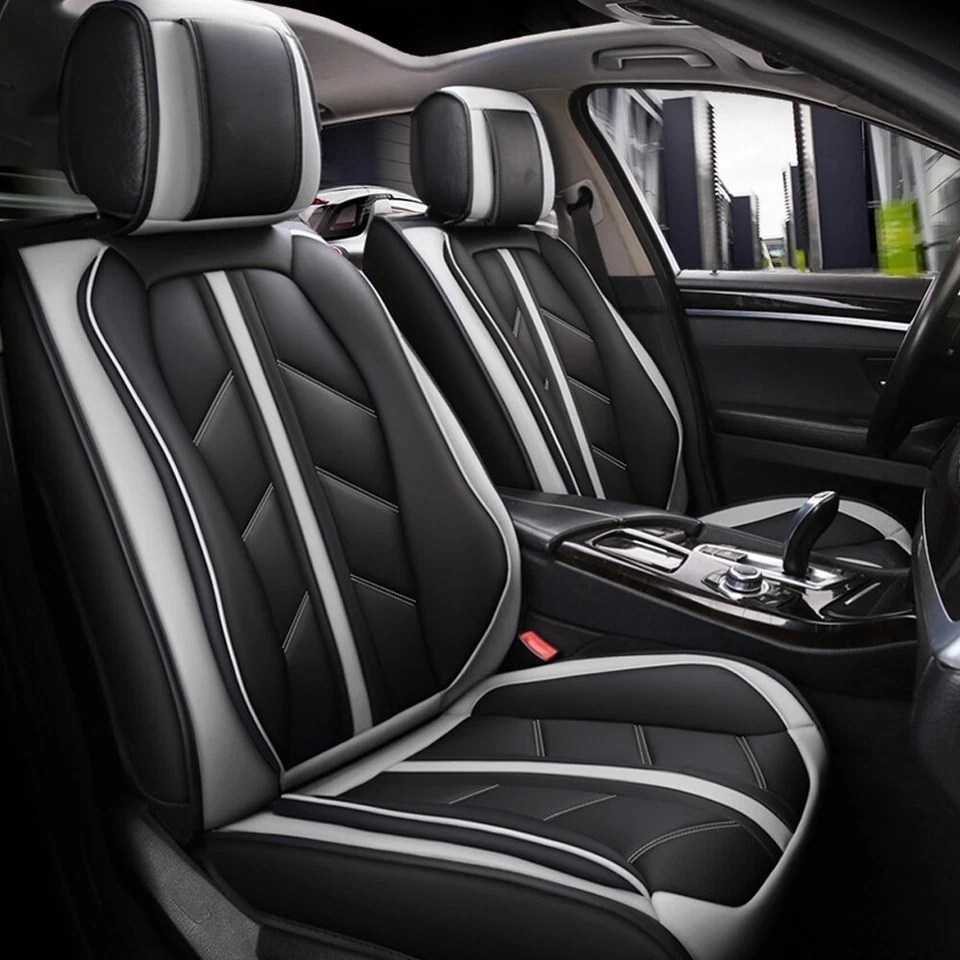 For Toyota Car Seat Cover Full Set 5-Seats Leather Front+Rear Protectors Cushion - Image 4 of 4