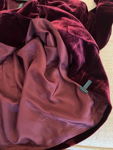 NWT Ralph Lauren 18W Crushed Velvet Blazer Jacket Deep Cranberry Purple Merlot - Picture 15 of 18