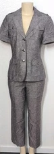 John Meyer Blend Linen Rayon Blend Gray Short Sleeve Pants Suit Set Size 6