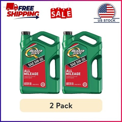 (2 pack) Quaker State All Mileage 5W-30 Motor Oil, 5 Quart