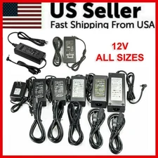 12V Power Supply AC to DC Adapter for LED Strip Lights CCTV Router 1A-10A US