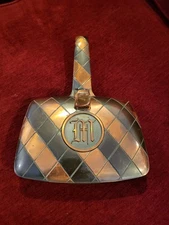 Vintage Hyde Park Silent Butler Ashtray/Crumbs Brass Dustpan Monogrammed "M"