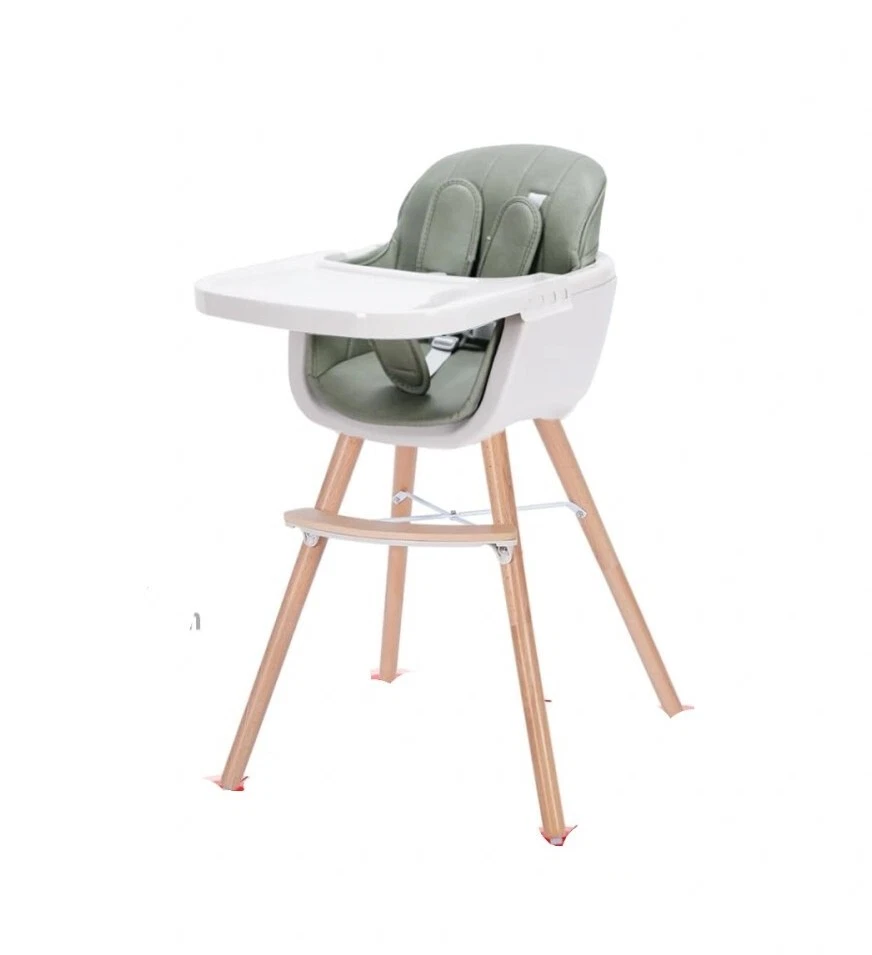 Moss Green👉🏻3-in-1 Convertible Baby Wooden High Chair, with Adjustable Legs