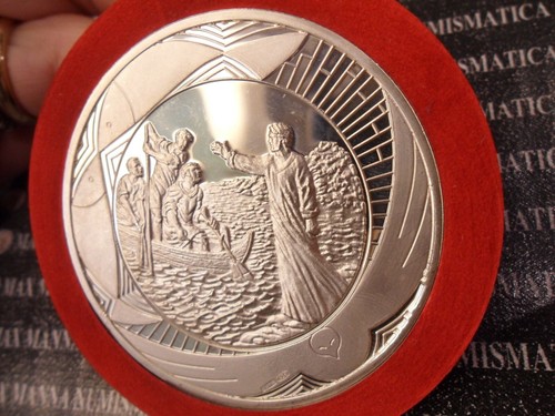 VATIKAN MEDAILLE SILBER 56 mm 76 gr TU ES PETRUS MIT RUBIN COD. 3848/SC.5 - Bild 6 von 6
