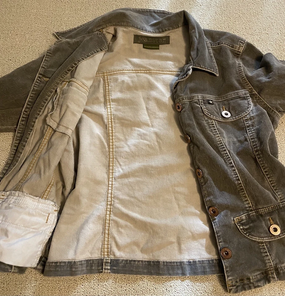 Blazer feminino Janstar jaqueta média verde cáqui veludo vaqueira curta desgastada - Imagem 3 de 4