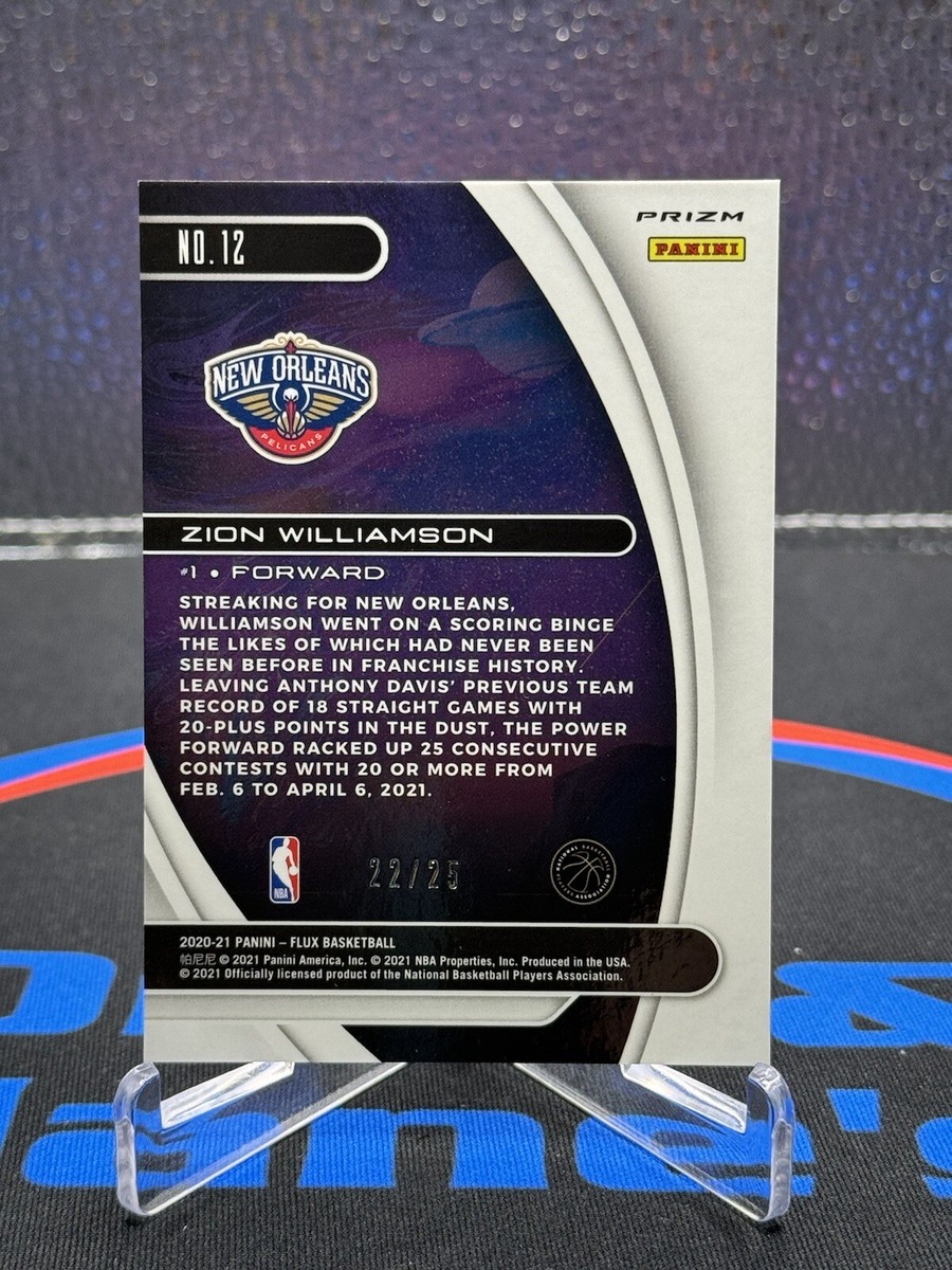 2020-21 Panini Flux Zion Williamson #12 Purple Prizm 22/25 Holo | eBay