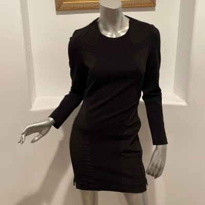 All Saints Bodycon Long Sleeve Mini Black Zipper Dress Size