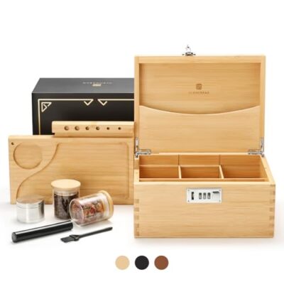GLENCREAG Stash Box with Rolling Tray, Smell Proof Large  Assorted Colors 
