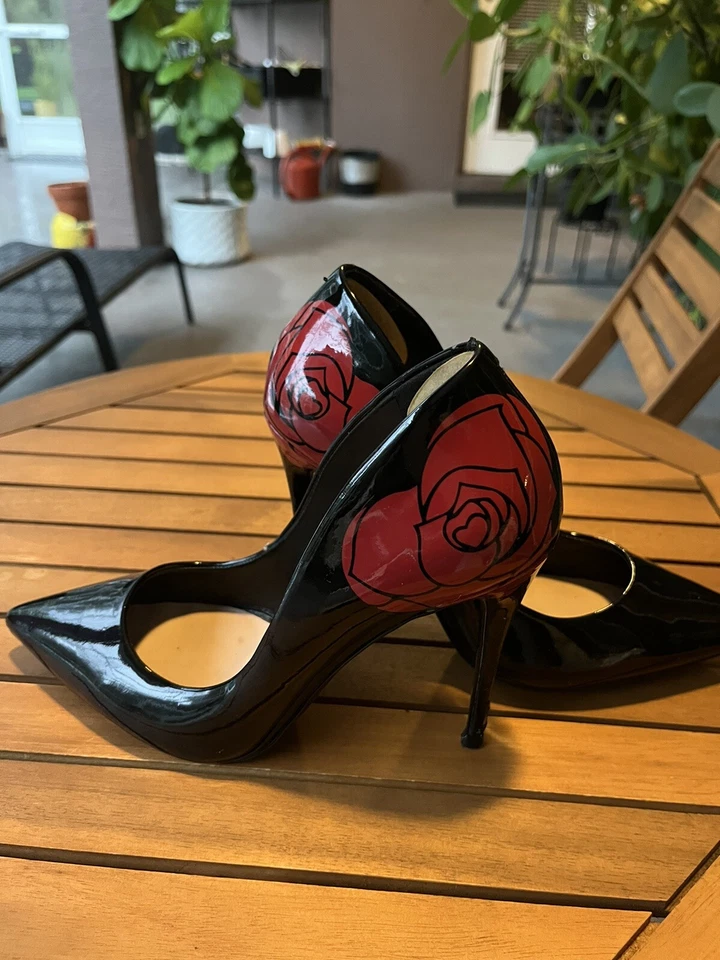 Women’s Black Patent Leather Heels Size 8 1/2 - Image 2 of 4