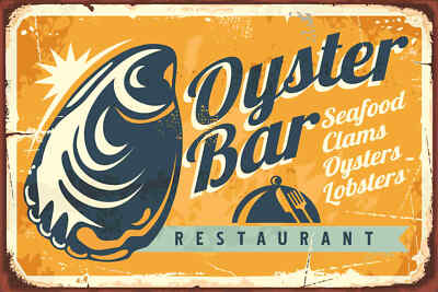 Holzschild 18x12 Oyster Bar Seafood Restaurant Wand Deko Bar Kneipe Sammler Gesc
