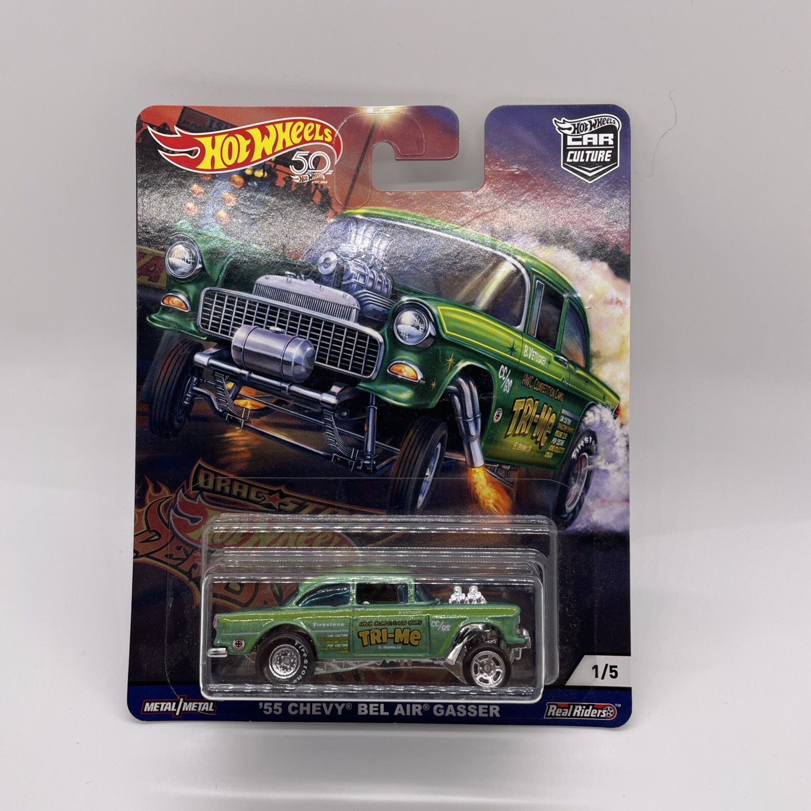 Hot Wheels 2018 50th Drag Strip Demons 1/5  '55 Chevy Bel Air Gasser Green