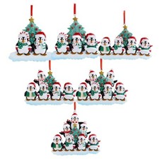 Personalised Family Christmas Tree/ Xmas Decoration Ornament - Penguin, 2 To 7