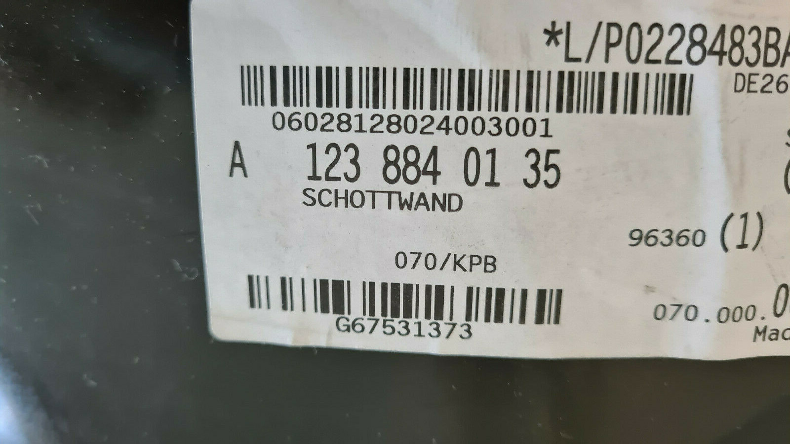 NEU NOS Mercedes-Benz W123 S123 C123 Schottwand Trennwand L+R  