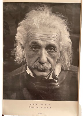 Vintage Philippe Halsman Photo Poster Albert Einstein 1988 Rapoport Print SEE