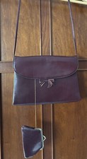 Women s Koret Vintage Burgundy Leather Shoulder Bag With Matching Coin Purse